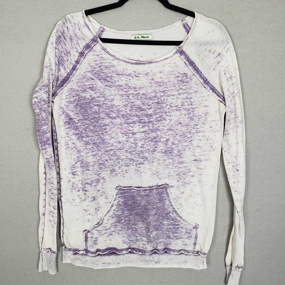 L.A. Movers Size S Burnout Pullover Purple Heathered Pastel Fairy Grunge Lounge‎